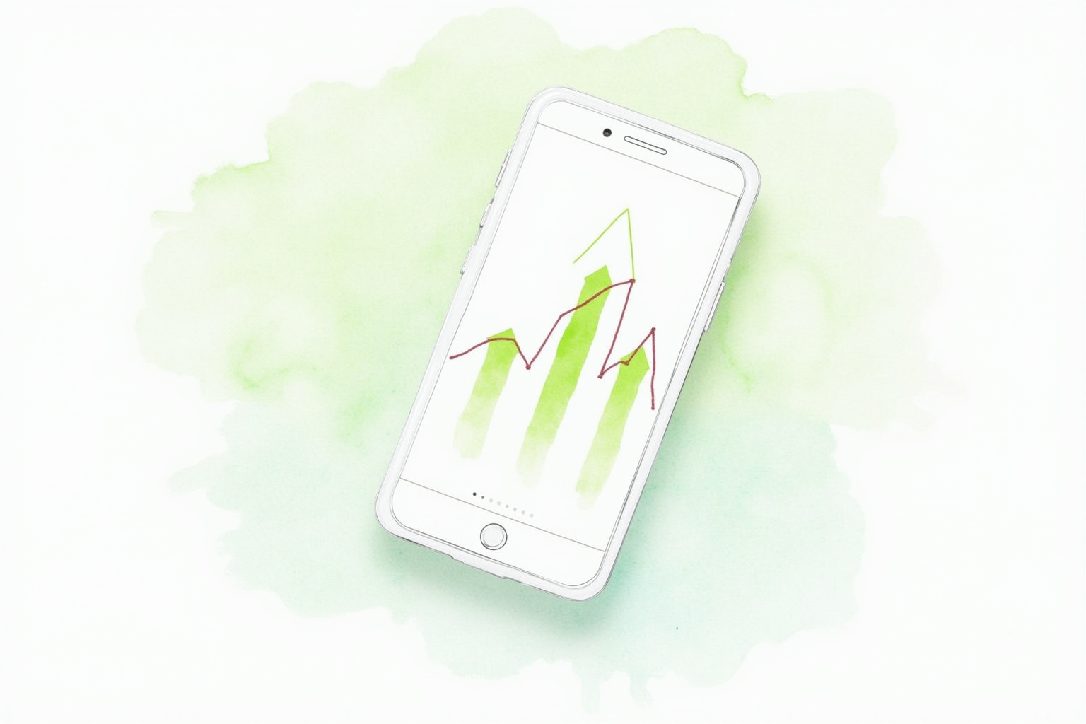 Mobile brokerage app on smartphone showing portfolio performance