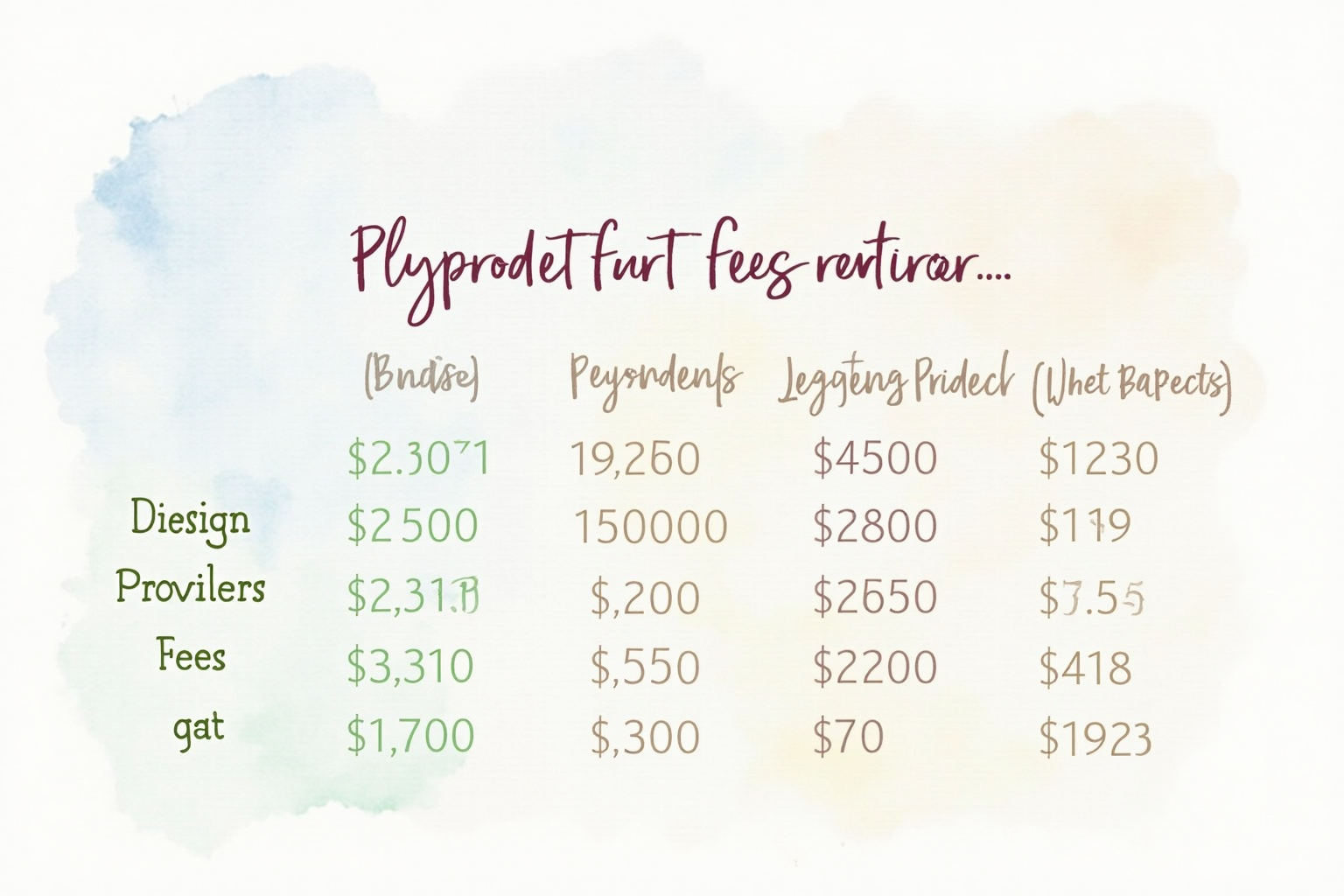 Payment processing fee comparison chart showing rates for different providers