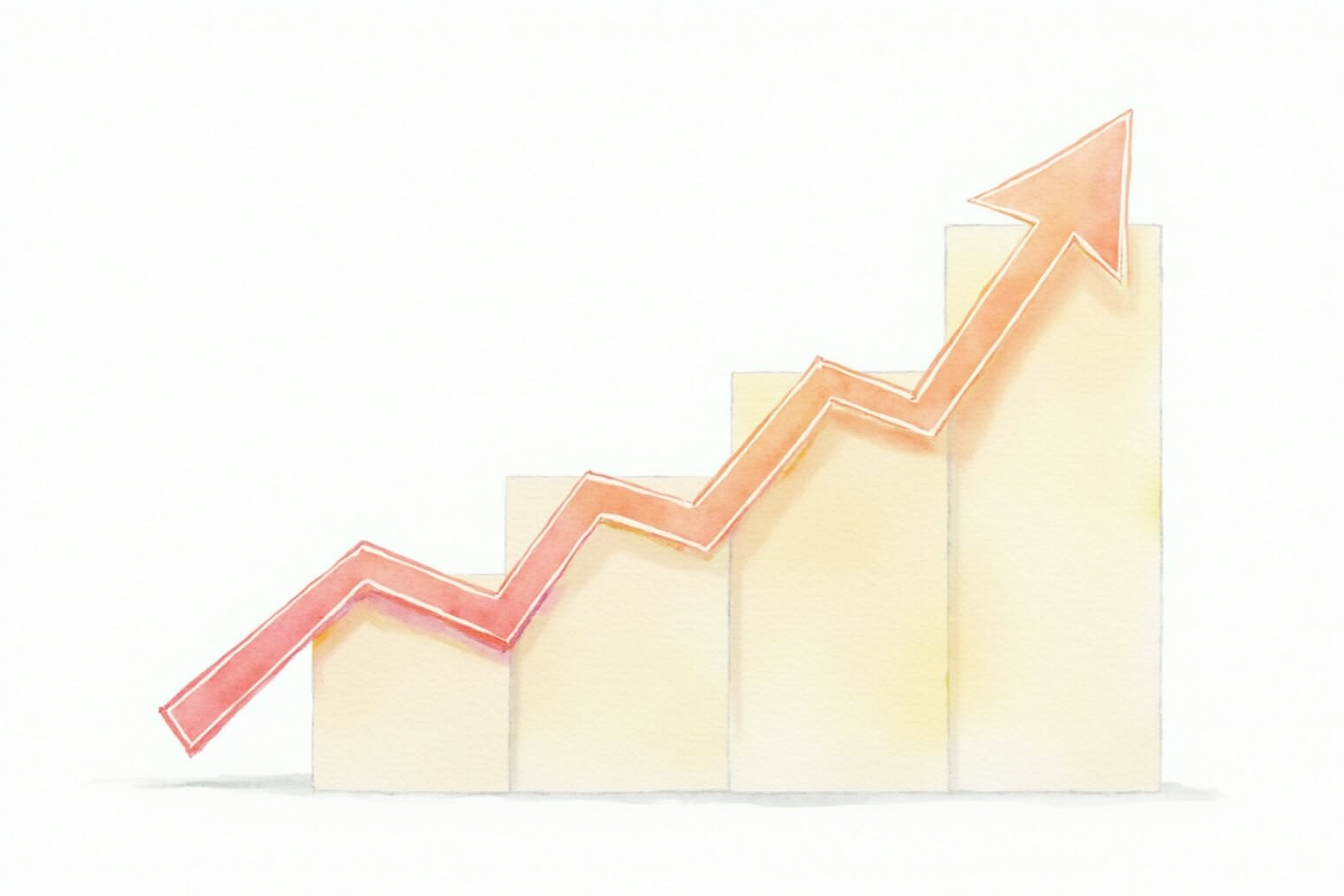 Upward financial growth arrow with retirement goal milestone markers