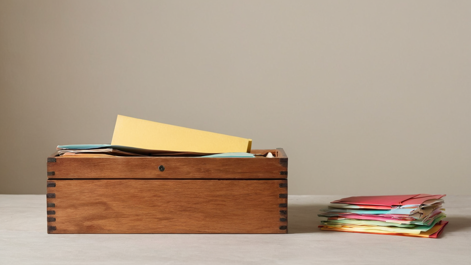 Plain file box and colored folders for quarterly tax records