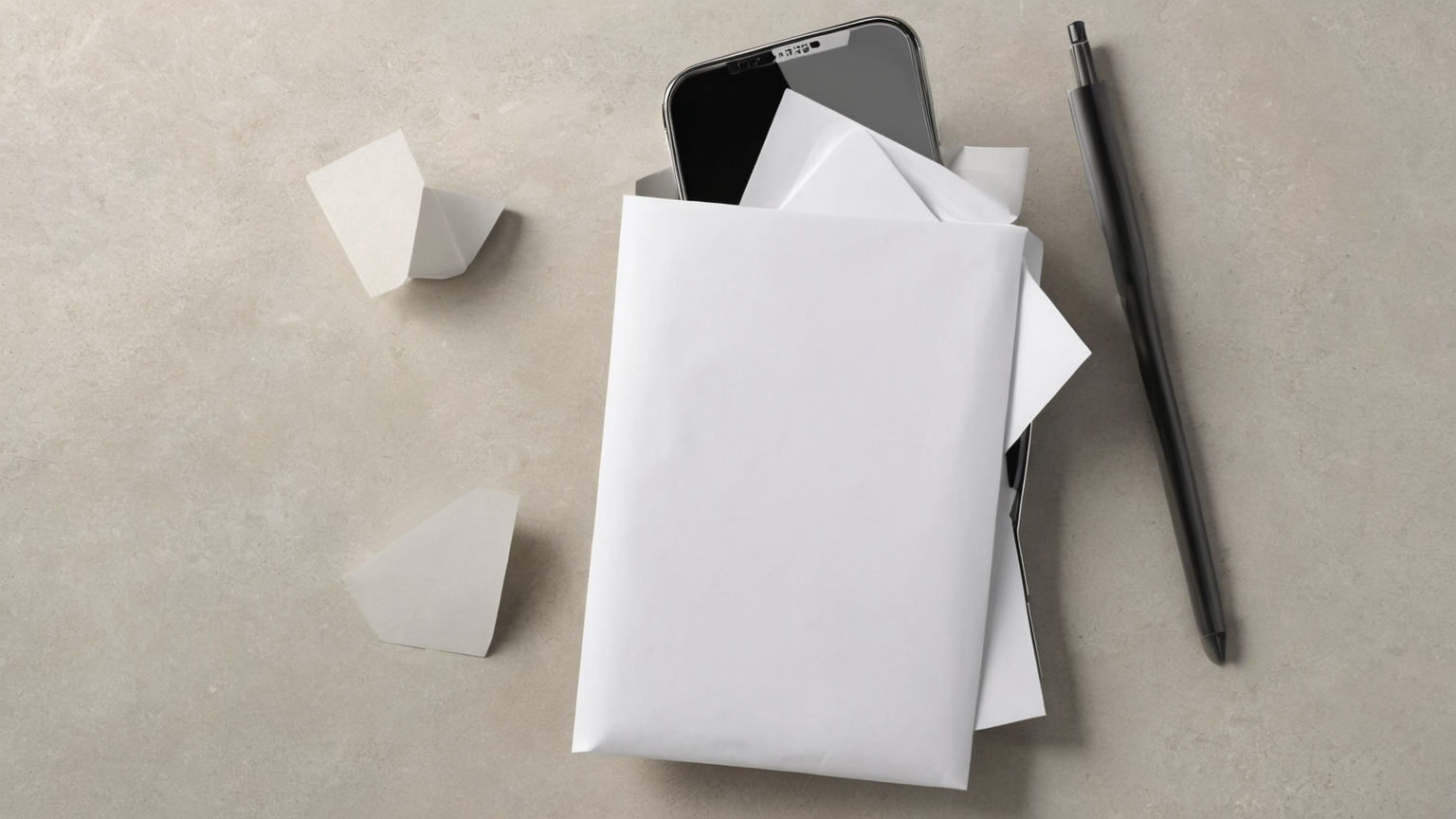 Receipt organization envelope and blank papers