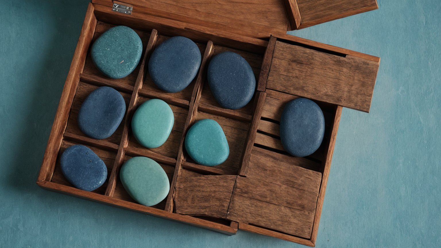 Plain stones and a wooden organizer representing a completed decision process